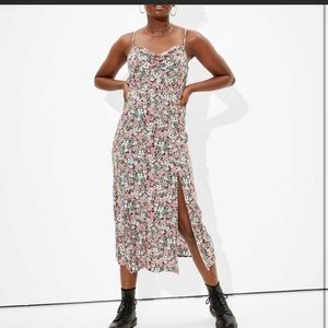 Cowl neck midi slip dress